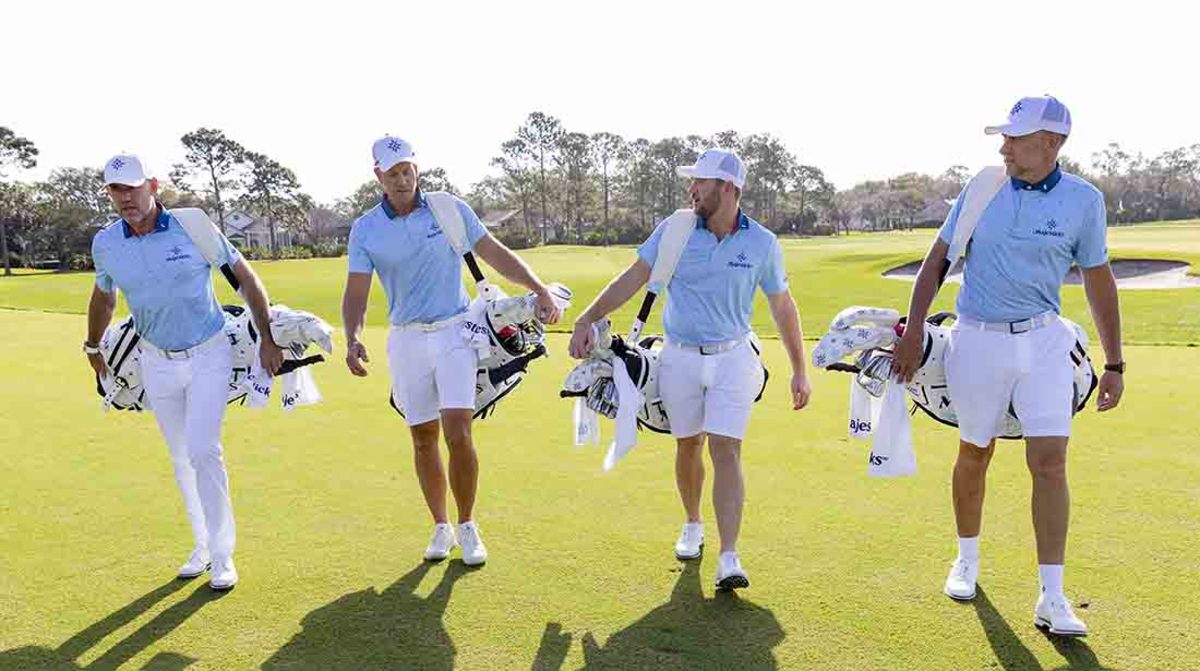 Lee Westwood (left), Henrik Stenson (second from left) and Ian Poulter (right) made their marks in golf before leaving for LIV. Sam Horsfield (second from right) is by far the youngest on the team and staking his future on the Majesticks. 